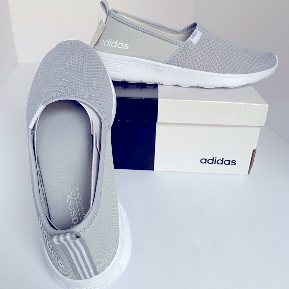 NEW WOMENS ADIDAS LITE RACE SLIP ON SIZE 8.5 ONYX